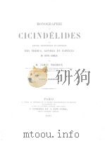 MONOGRAPHIE DES CICINDELIDES  TOME PREMIER     PDF电子版封面     