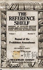 THE REFERENCE SHELF VOLUME 1 NUMBER 11   1923  PDF电子版封面     