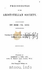 proceedings of the aristotelian society（1928 PDF版）