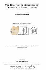 The Relation of Quickness of Learning to Retentiveness   1916  PDF电子版封面    Darwin Oliver Lyon 
