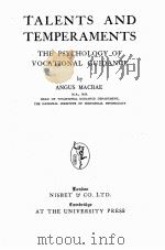 TALENTS AND TEMPERAMENTS   1932  PDF电子版封面    ANGUS MACRAE 