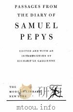 PASSAGES FROM THE DIARY OF SAMUEL PEPYS     PDF电子版封面     