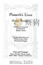 PLUTARCH‘S LIVES   1918  PDF电子版封面    EDVIN GINN 