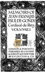 MEMOIRS OF JEAN RRANCIS VOLUME 1     PDF电子版封面    PAUL DE GONDI 