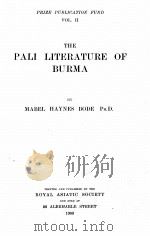 THE PALI LITERATURE OF BURMA   1909  PDF电子版封面     
