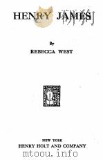 HENRY JAMES   1916  PDF电子版封面    REBECCA WEST 