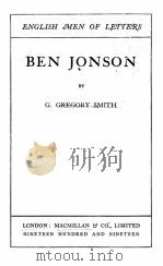 ben jonson   1919  PDF电子版封面    g.gregory smith 