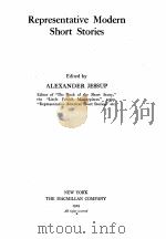 REPRESENTATIVE MODERN SHORT STORIES   1929  PDF电子版封面    ALEXANDER JESSUP 