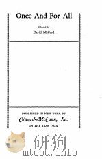 ONCE AND FOR ALL   1929  PDF电子版封面    DAVID MCCORD 