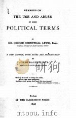 REMARKS ON THE USE AND ABUSE POLITICAL TERMS（1898 PDF版）