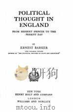 POLITICAL THOUGHT IN ENGLAND     PDF电子版封面    ERNEST BARKER 