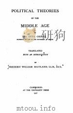 POLITICAL THEORIES OF THE MIDDLE AGE（1927 PDF版）