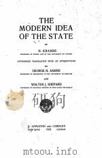 THE MODERN IDEA OF THE STATE   1922  PDF电子版封面    H. KRABBE AND GEORGE H. SABINE 