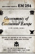 GOVERNMENTS OF CONTINENTAL EUROPE VOLUME 1（1940 PDF版）