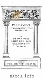 PARLIAMENT     PDF电子版封面    COURTENAY ILBERT 