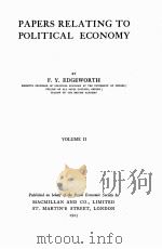 PAPERS RELATING TO POLITICAL ECONOMY VOLUME 2（1925 PDF版）