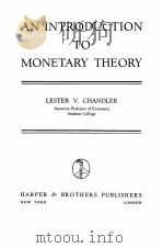 AN INTRODUCTION TO MONETARY THEORY（1940 PDF版）