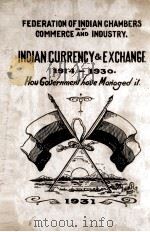 INDIAN CURRENCY AND EXCHANGE 1914-1930 HOW GOVERNMENT HAVE MANAGED IT   1931  PDF电子版封面     