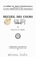 RECUEIL DES COURS 1925 III   1926  PDF电子版封面     