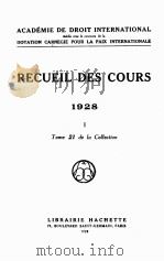 RECUEIL DES COURS 1928 I   1929  PDF电子版封面     