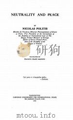 NEUTRALITY AND PEACE   1935  PDF电子版封面     