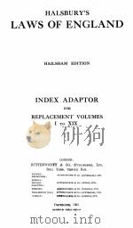 HALSBURY‘S LAWS OF ENGLAND INDEX ADAPTOR FOR REPLACEMENT VOLUMES 1 TO 19 HAILSHAM EDITION   1935  PDF电子版封面     