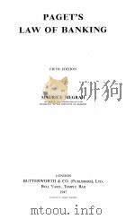 PAGET‘S LAW OF BANKING FIFTH EDITION   1947  PDF电子版封面     