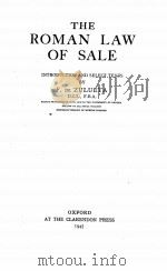 THE ROMAN LAW OF SALE INTRODUCTION AND SELECT TEXTS（1945 PDF版）