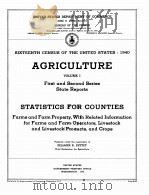 AGRICULTURE SIXTEENTH CENSUS OF THE UNITED STATES 1940 VOLUME I PART 6（1942 PDF版）