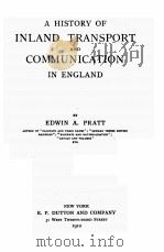 A HISTORY OF INLAND TRANSPORT AND COMMUNICATION IN ENGLAND（1912 PDF版）