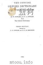 THE CONCISE OXFORD DICTIONARY OF CURRENT ENGLISH THIRD EDITION   1934  PDF电子版封面     