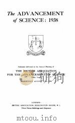 THE ADVANCEMENT OF SCIENCE：1938     PDF电子版封面     