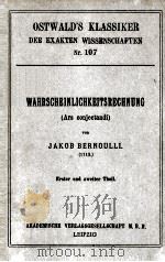 WAHRSCHEINLICHKEITSRECHNUNG   1899  PDF电子版封面     
