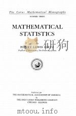 MATHEMATICAL STATISTICS   1927  PDF电子版封面     