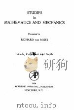STUDIES IN MATHEMATICS AND MECHANICS   1954  PDF电子版封面    RICHARD VON MISES 