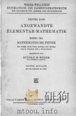 ANGEWANDTE ELEMENTAR-MATHEMATIK ERSTER TEIL   1923  PDF电子版封面    RUDOLF H. WEBER 