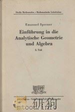 EINFUHRUNG IN DIE ANALYTISCHE GEOMETRIE UND ALGEBRA TEIL 2   1951  PDF电子版封面     