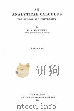 AN ANALYTICAL CALCULUS FOR SCHOOL AND UNIVERSITY VOLUME III-IV（1954 PDF版）