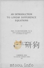 AN INTRODUCTION TO LINEAR DIFFERENCE EQUATIONS（1927 PDF版）