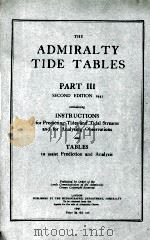 THE ADMIRALTY TIDE TABLES PART III SECOND EDITION   1941  PDF电子版封面     