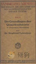 GRUNDLAGEN DER QUANTENTHEORIE IN ELEMENTARER DARSTELLUNG   1914  PDF电子版封面     