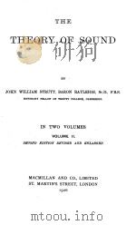 THE THEORY OF SOUND VOLUME II   1926  PDF电子版封面     
