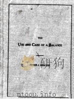 THE USE AND CARE OF A BALANCE（1913 PDF版）