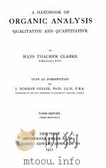 A HANDBOOK OF ORGANIC ANALYSIS THIRD EDITION（1922 PDF版）