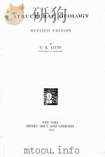 STRUCTURAL GEOLOGY REVISED EDITION   1923  PDF电子版封面    C.K. LEITH 