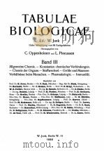 TABULAE BIOLOGICAE BAND III   1926  PDF电子版封面    W. JUNK 