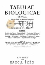 TABULAE BIOLOGICAE SUPPLEMENT I BAND V   1929  PDF电子版封面    W. JUNK 