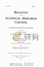 BULLETIN OF THE NATIONAL RESEARCH COUNCIL THIRD EDITION   1927  PDF电子版封面     