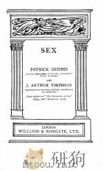 SEX     PDF电子版封面    PATRICK GEDDES AND J. ARTHUR T 