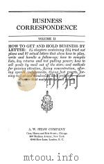 CONTENTS BUSINESS CORRESPONDENCE VOLUME Ⅱ   1922  PDF电子版封面     